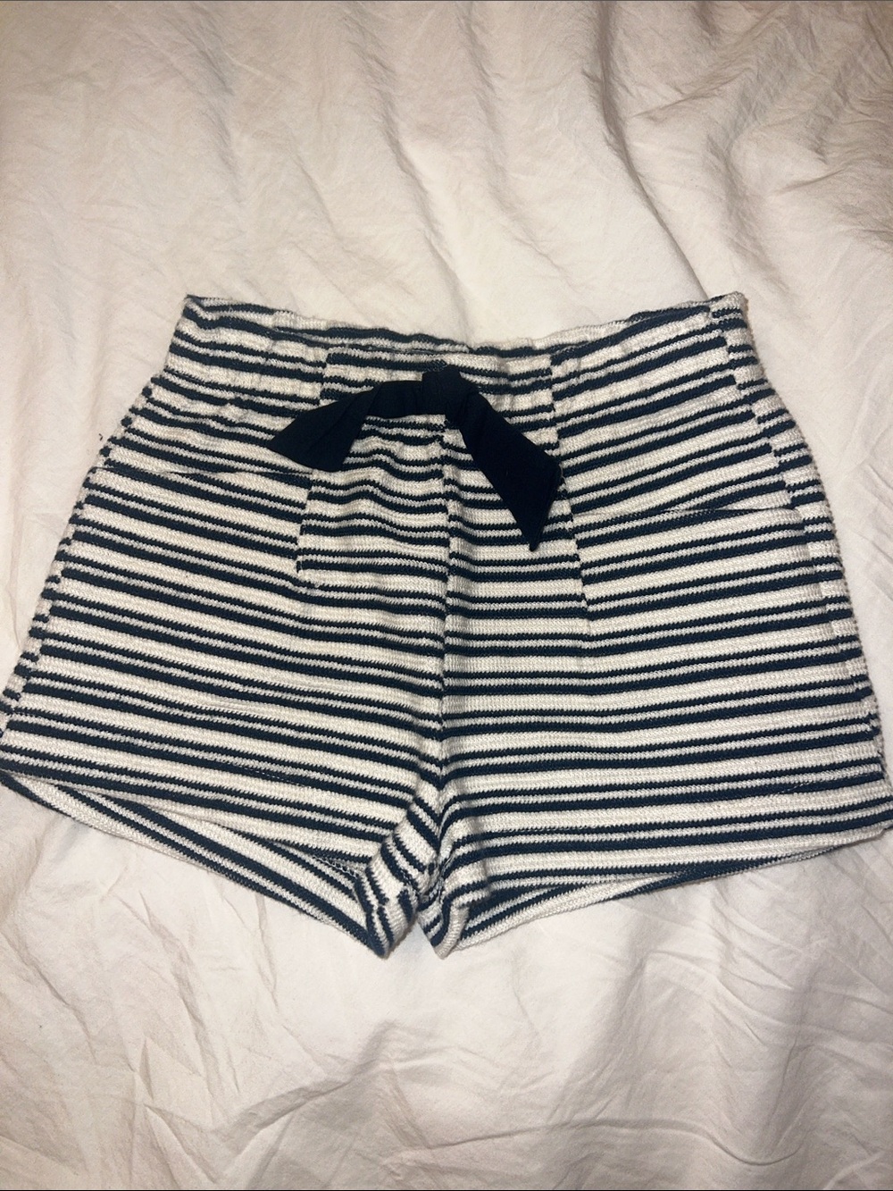 Zara Striped Knit Shorts - Black & White